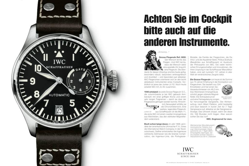 IWC Pilot’s Watch – Printanzeige (Headline: Philipp Barth)