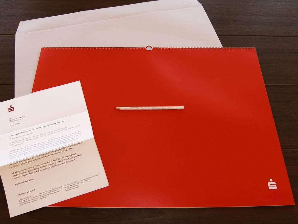 Kalender der Träume-Mailing für die Anlageberatung der Sparkasse.