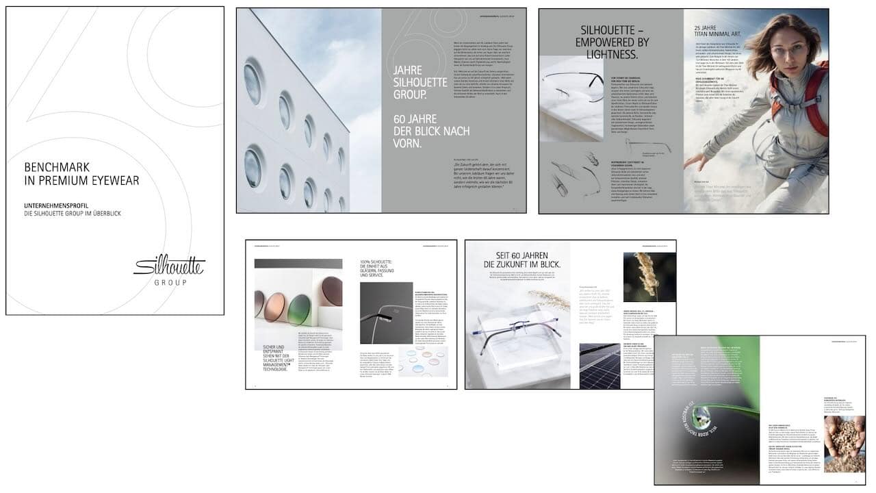 Die Imagebroschüre von Silhouette informiert über die Premiumbrillen.