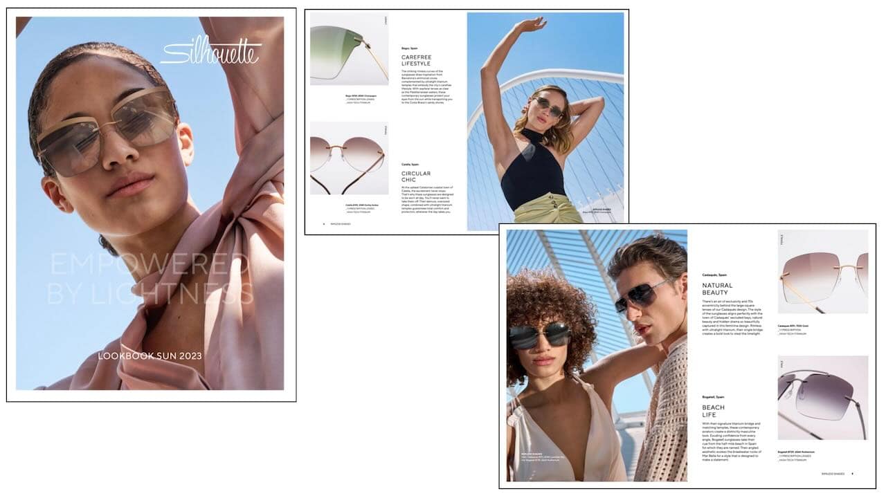 Das Silhouette Lookbook zeigt die Brillen an Models.